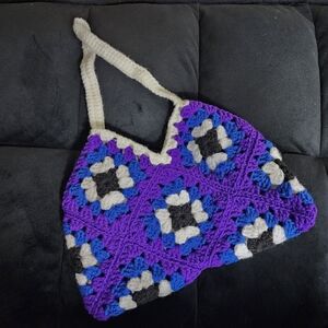 Homemade Crochet Granny Square Shoulder Bag